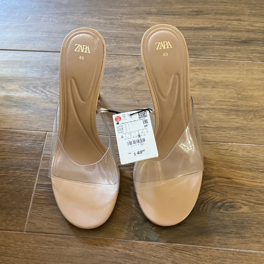 Zara Women's Nude and Clear Sandal